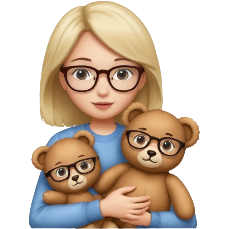 girl wearing glasses with teddy  emoji