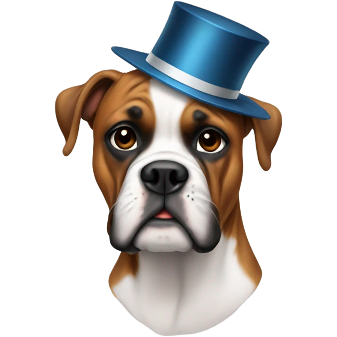 Boxer dog in a new years hat emoji