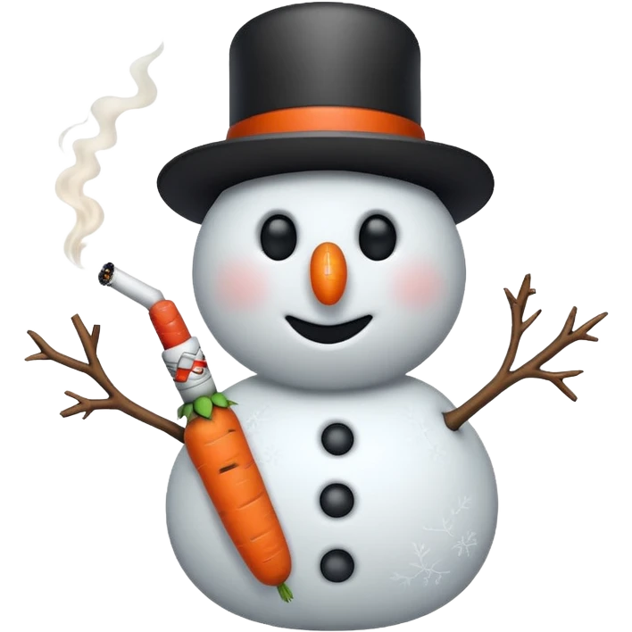 a snowman with a cigarette emoji