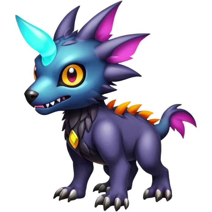 Cute cool colorful dark fantasy-Digimon-animal-hybrid full body emoji