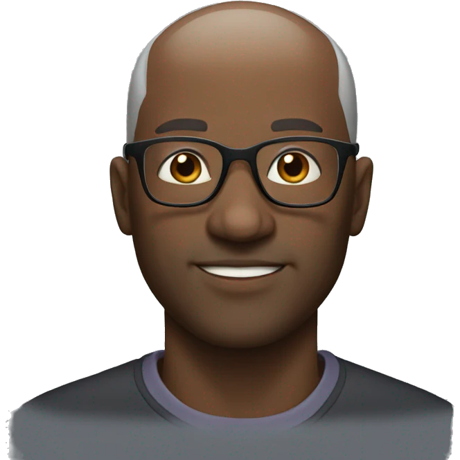 Black man, bald, middle-aged man, wearing glasses emoji