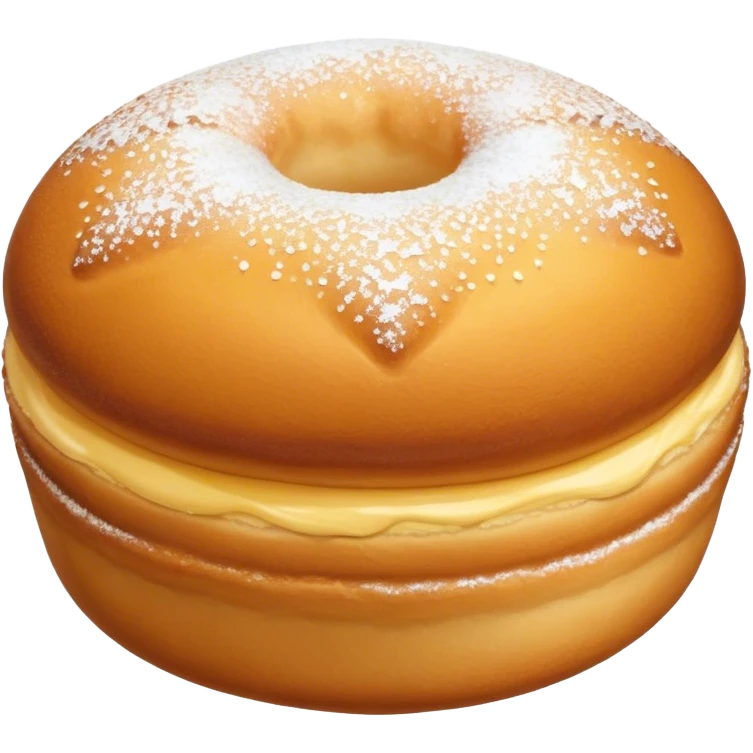 Cinematic Realistic image of simple round buñuelos, depicted with a lightly crisp, golden exterior and soft, airy interior, dusted with a subtle layer of powdered sugar and set against a rustic backdrop with warm, inviting lighting. emoji