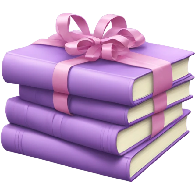 light purple Books stacked up and tied together by a pink bow emoji