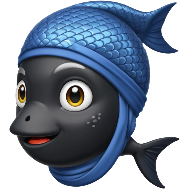 Black fish with a durag- not fully black just dark emoji