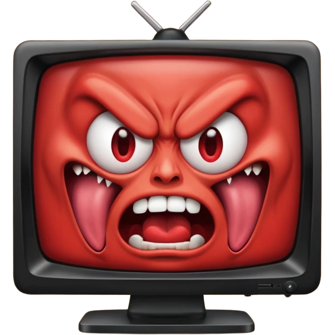 TV screen showing a screaming face emoji