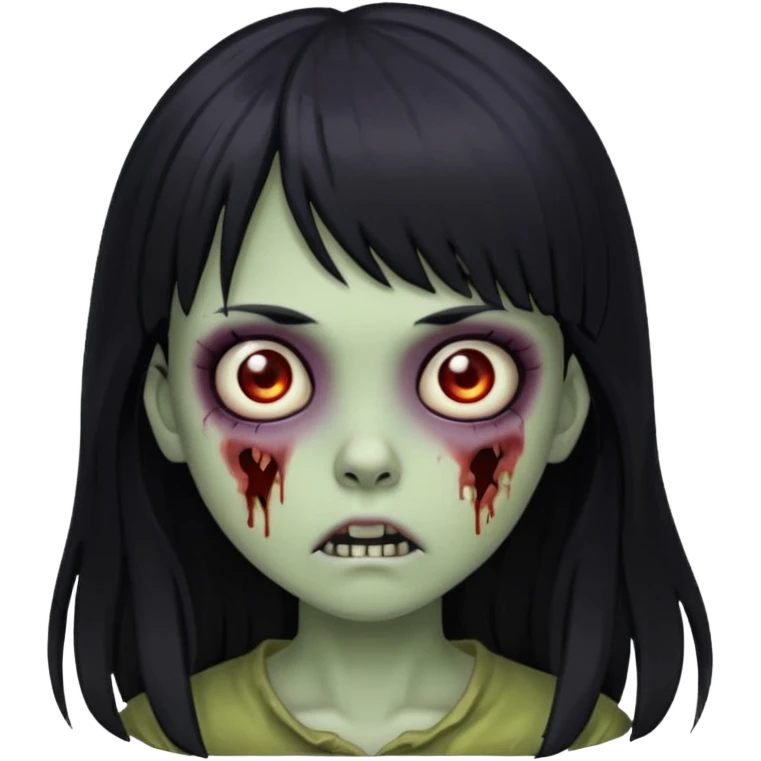 Girl zombie with long black hair And bangs emoji