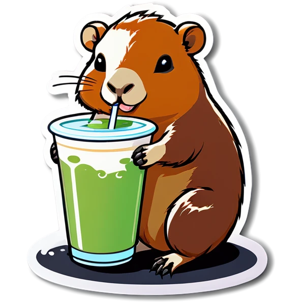 Capybara drinking boba emoji