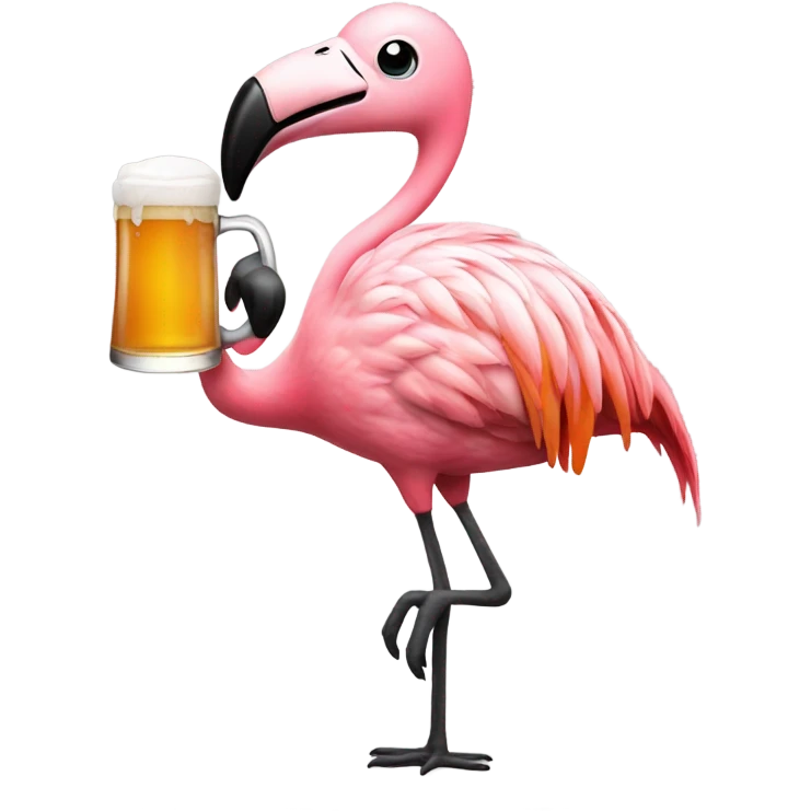 flamingo holding a beer mug emoji