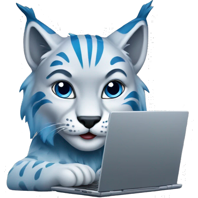 A blue lynx with a laptop emoji