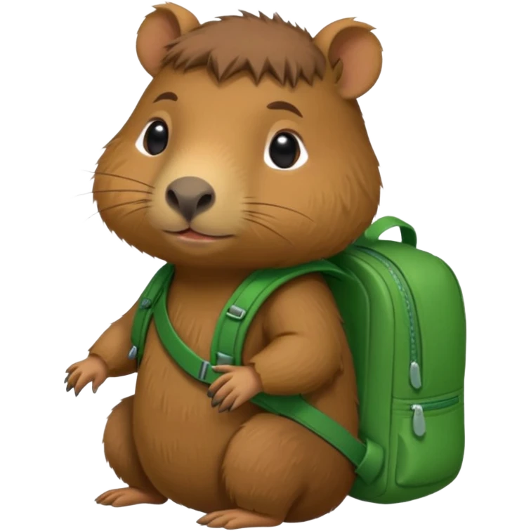 baby capybara wear green backpack emoji