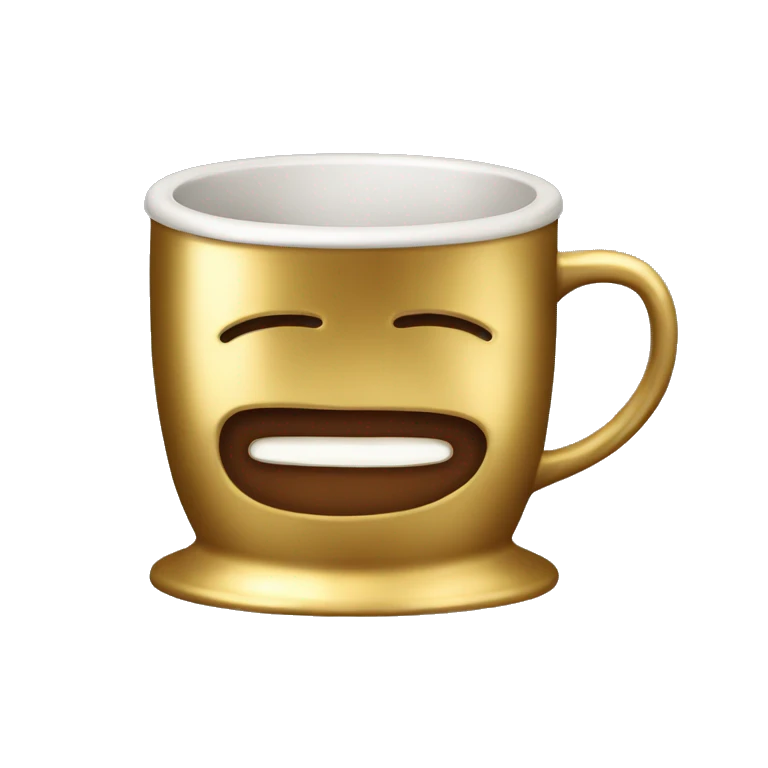 vintage Metallic Gold mug of coffe emoji