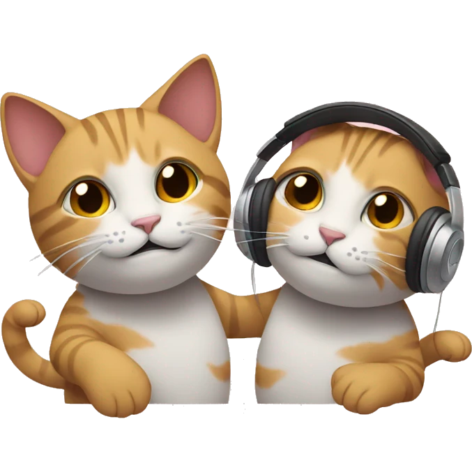 two cats listening to music emoji