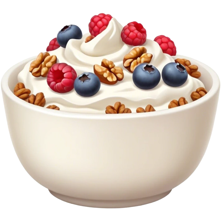 Skyr with berries and peeled walnuts emoji