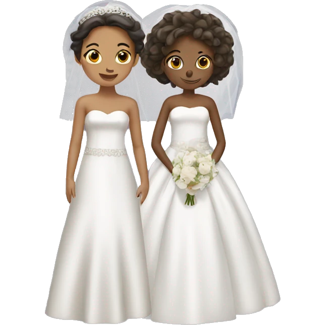 Two girls in wedding dresses emoji