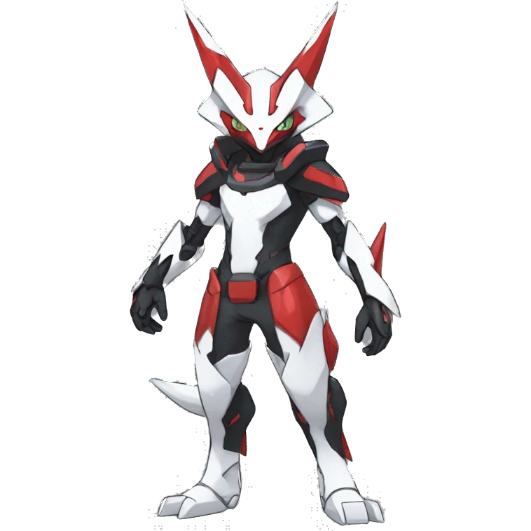  Cool Edgy Futuristic Black White Red Zangoose-Digimon-Medabot-Mecha full body emoji