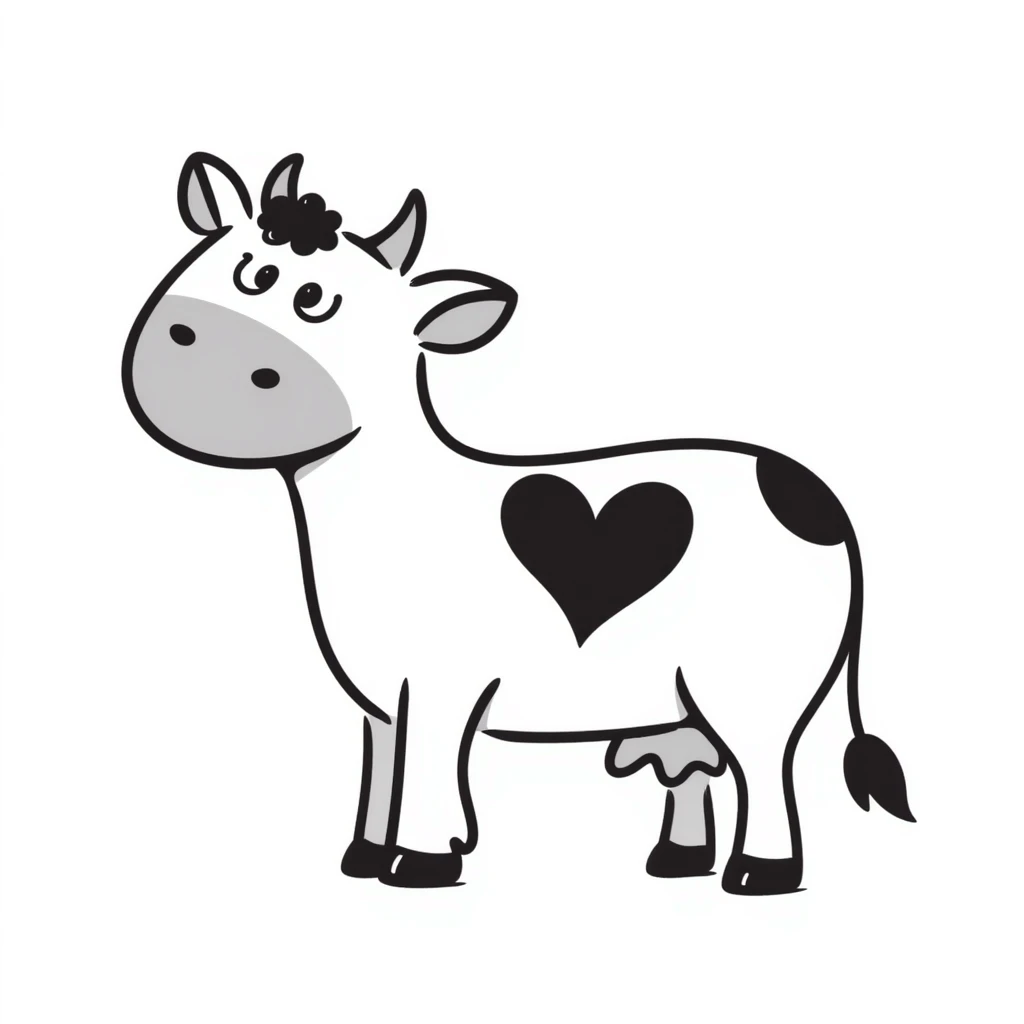 hand-drawn lines doodle style cow heart, no background emoji
