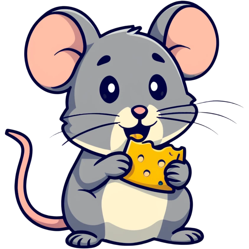 cartoon mouse jerry eating cheese emoji