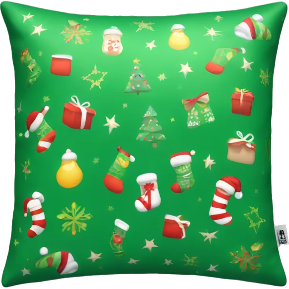 Green pillow with christmas pattern emoji