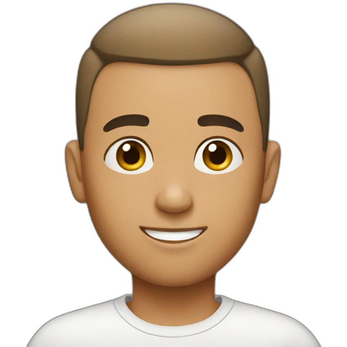 Boy with buzzcut hair and a goatee emoji