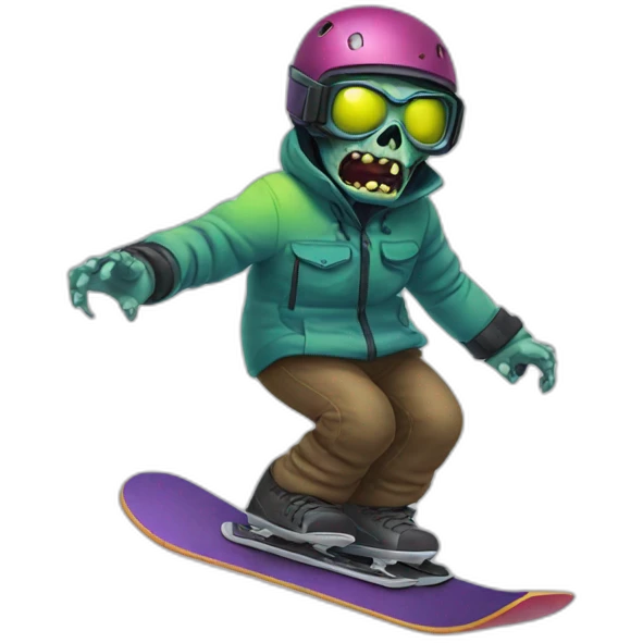 Zombie practicing snowboarding emoji