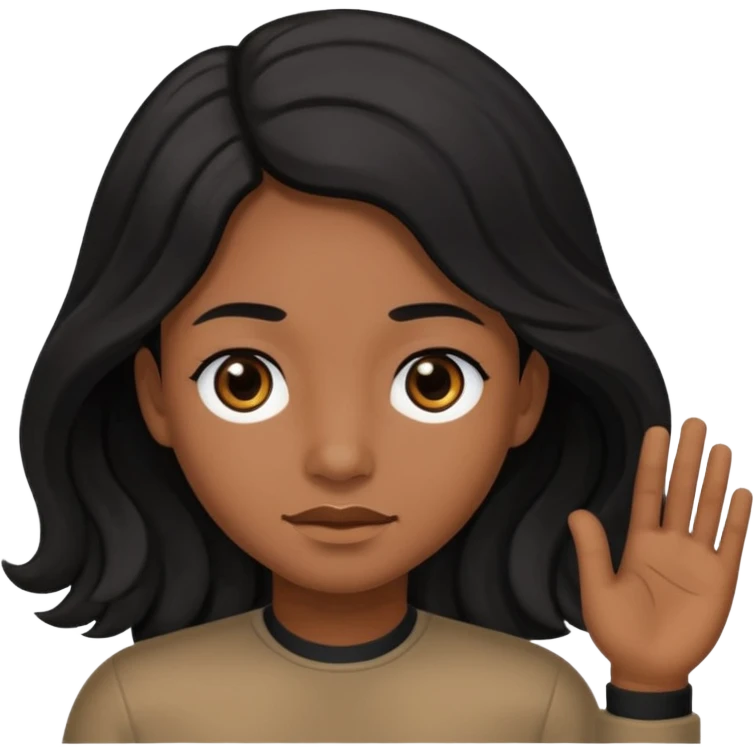 Long black hair little wave black eyes brown but not that much brown skin  emoji