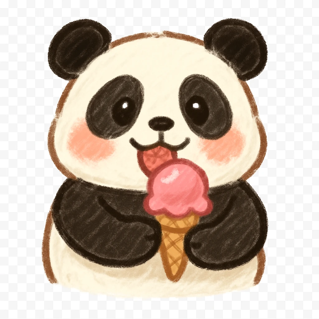 Panda eating ice cream emoji