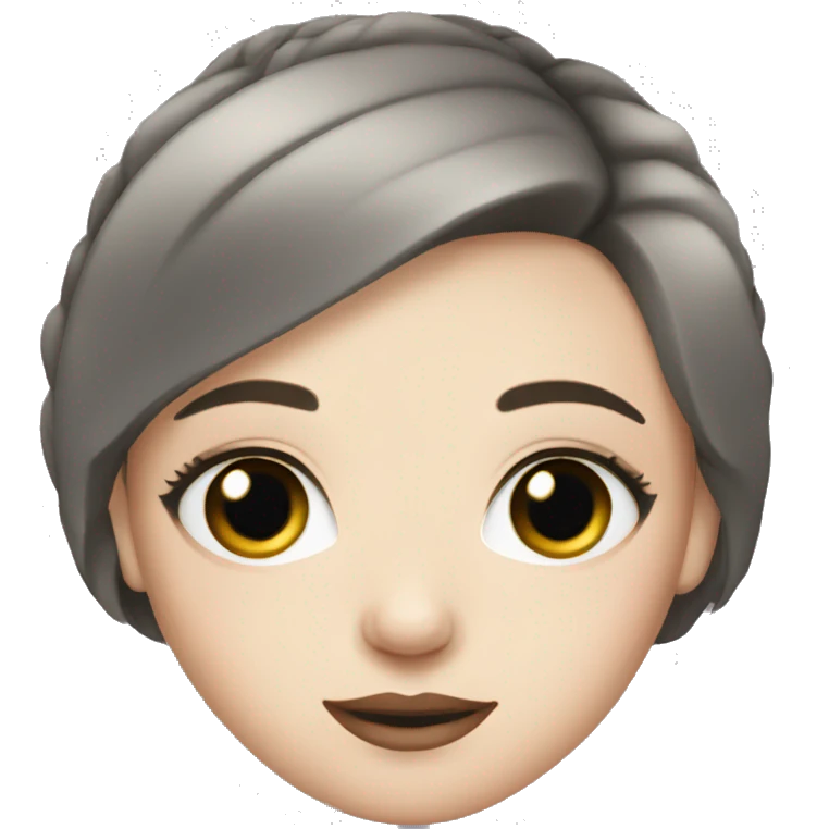 short hair brunette girl with makeup and grey eyes and pale skin  emoji