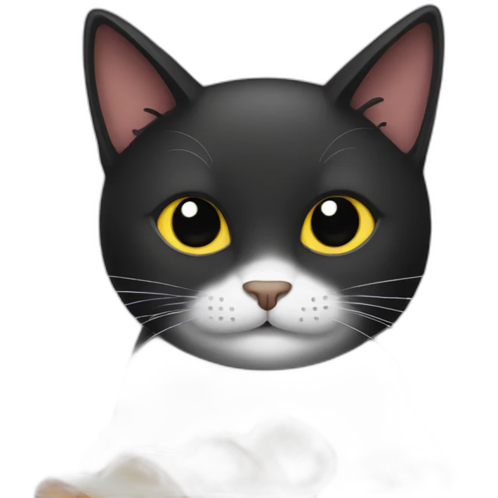 Black cat with baguette emoji