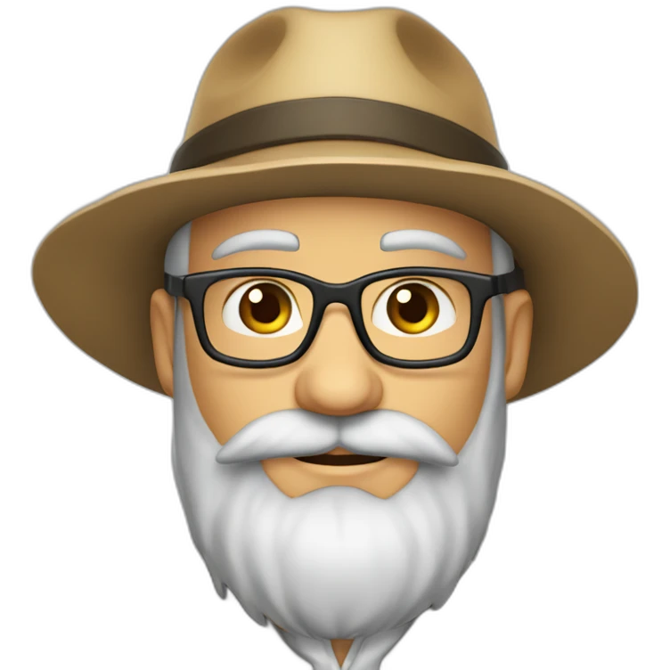harvest garneder european long black beard no hair glasses with hat emoji