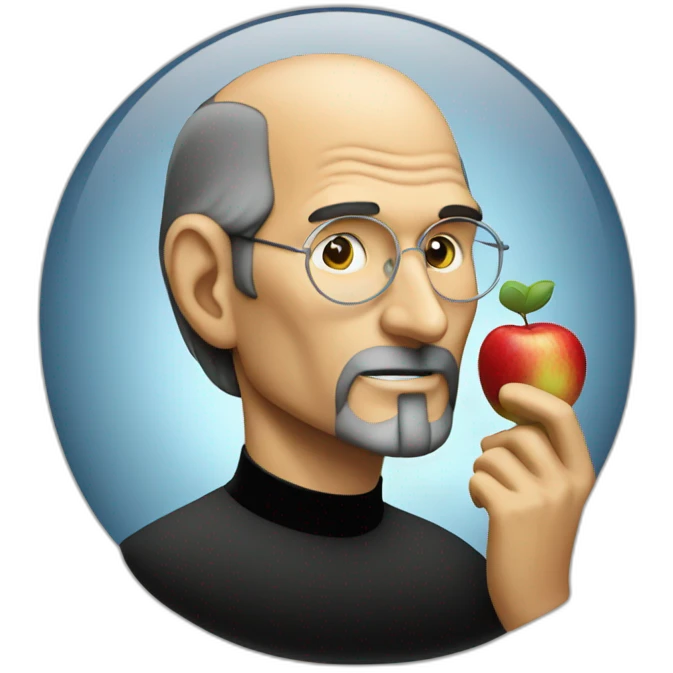 steve jobs eating an apple logo from apple emoji