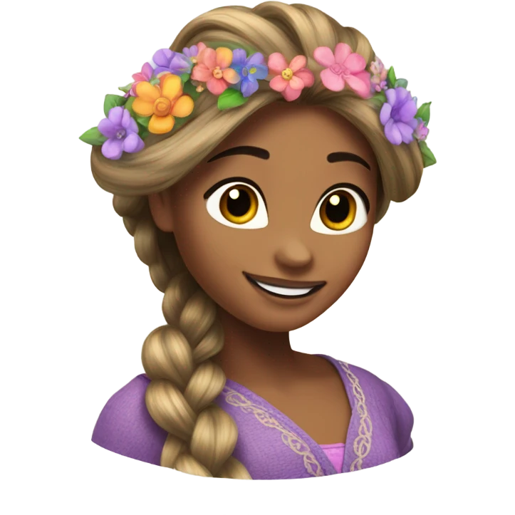 Rapunzel tangled flowers in braid realistic pretty emoji