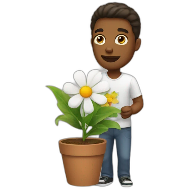 guy with flower emoji