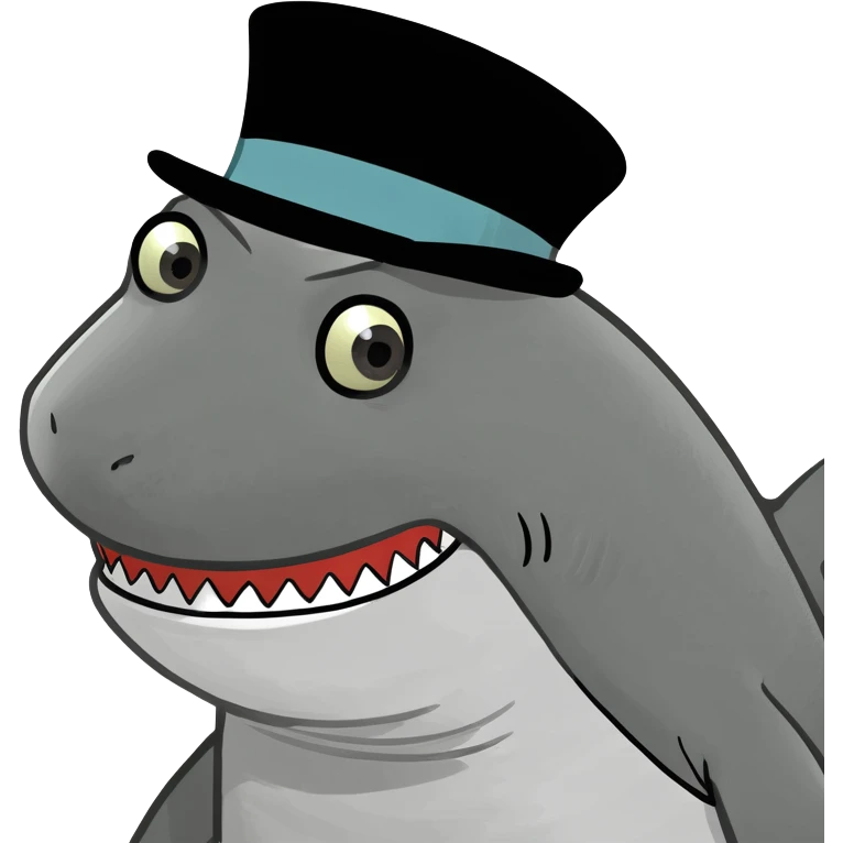 Shark with a top hat emoji