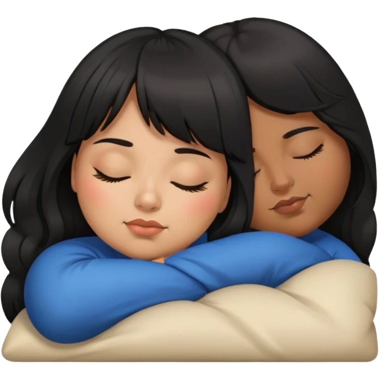 Latina girl with bangs black long hair plus size sleeping emoji