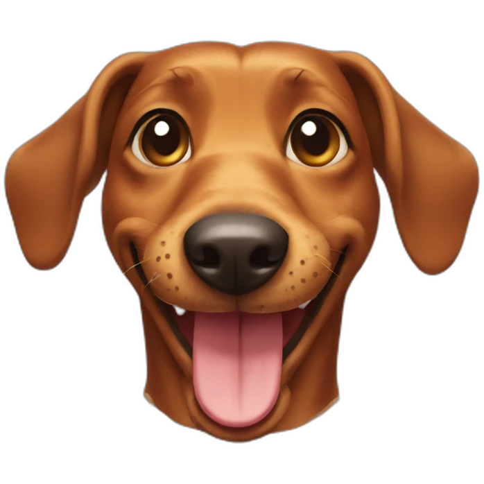 Teckel smiling with teeth emoji