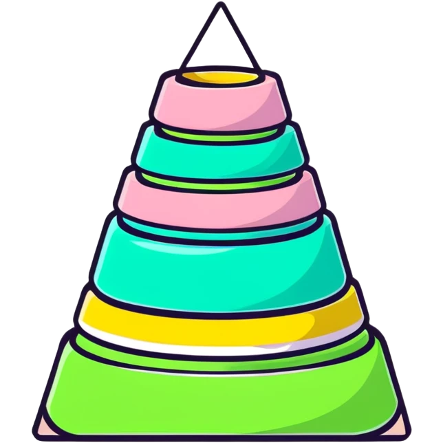 cute pastel pink stacking pyramid toy with colorful rings emoji