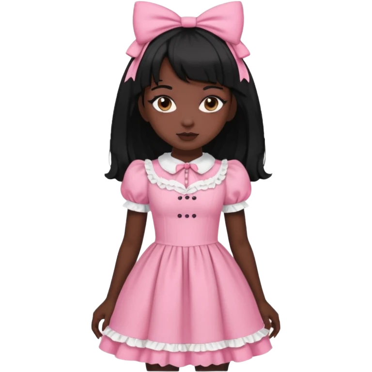 Pink dark skin Lolita with black hair emoji