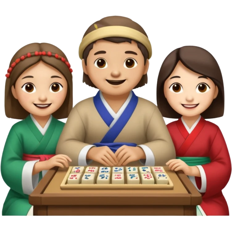 A sloth playing mahjong with two asian emoji