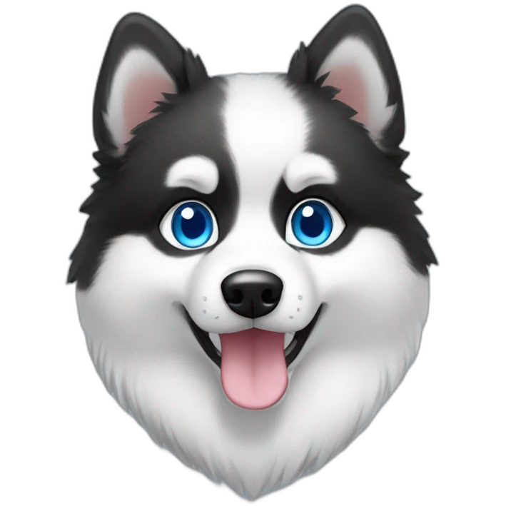 black and white pomsky with blue eyes emoji