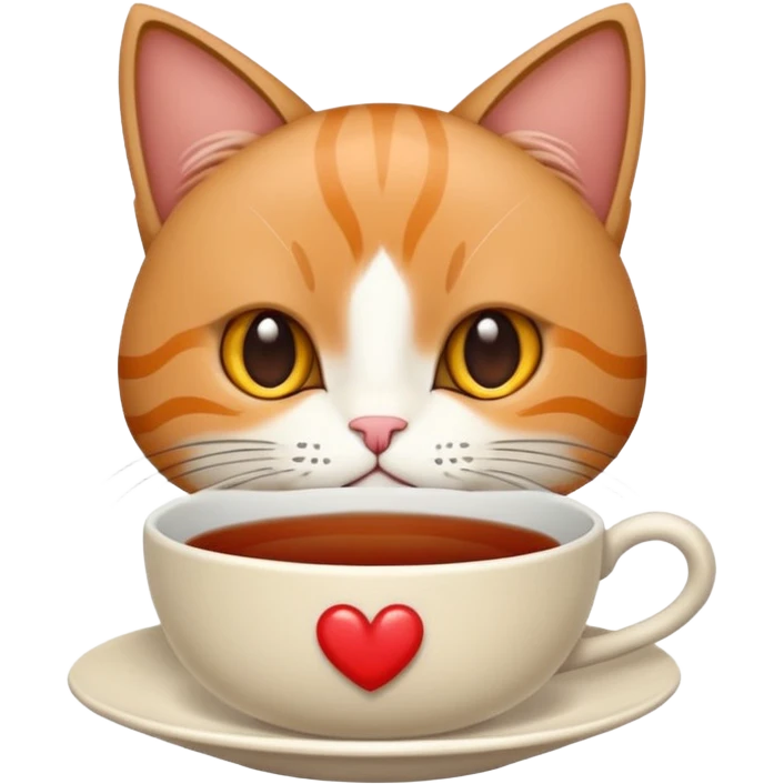 Çay in içinde küçük kedi emoji
