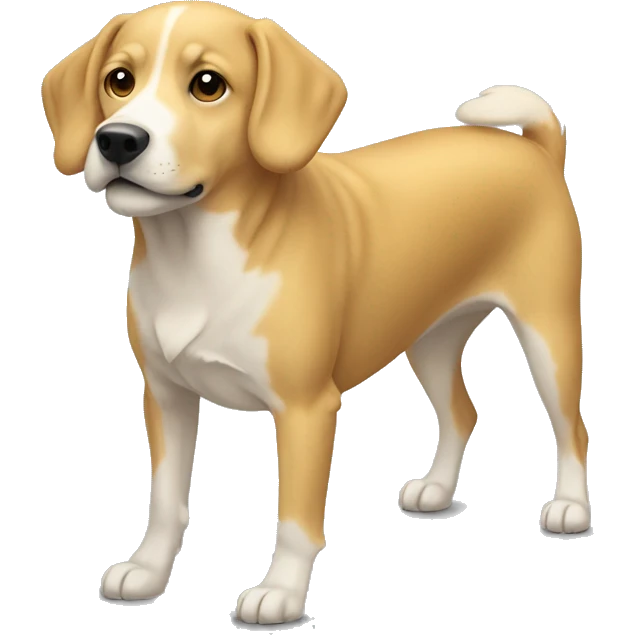 golden short-haired dog with one white spot along chest emoji