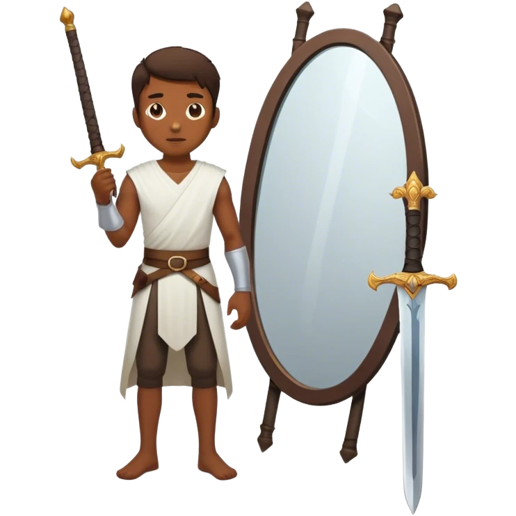 the sword on the floor and a mirror person emoji