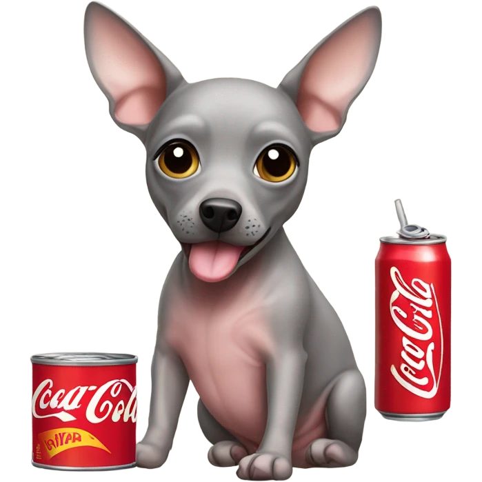 American Hairless Terrier drinking cola emoji