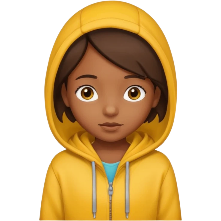 brown girl kid in yellow hoodie emoji