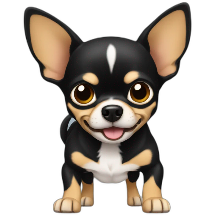 chihuahua negro ladrando muy fuerte emoji