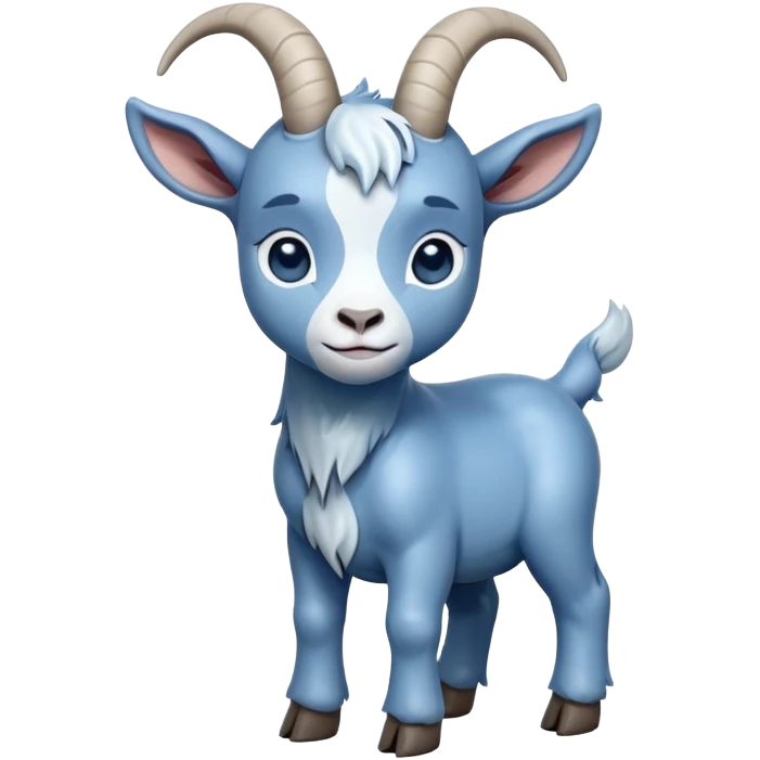 Very Sad-crying with tears-cute-small-full body-blue goat-head tilted up emoji