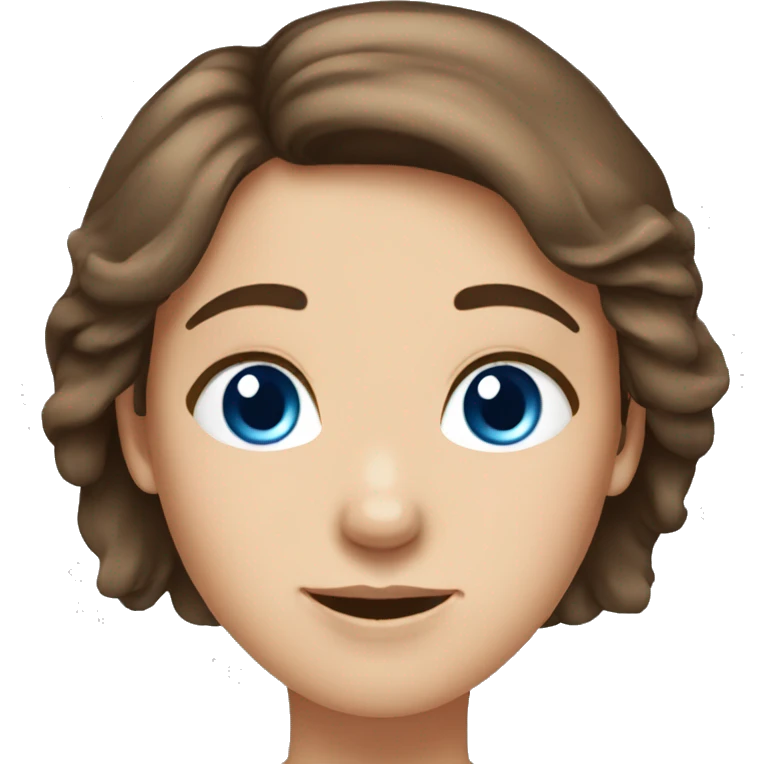 Adult brown hair blue eyes girl emoji