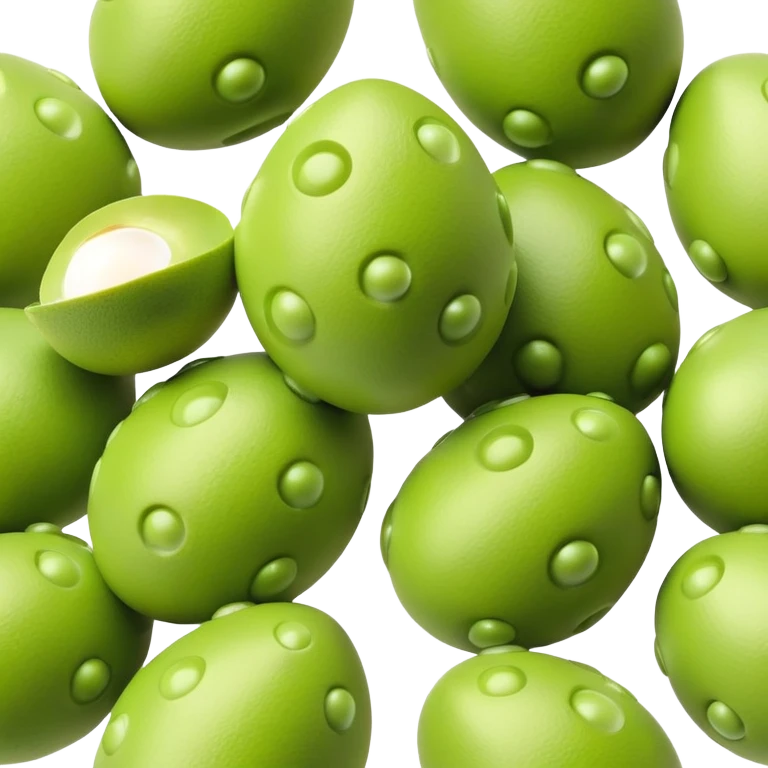 3D rendered matcha green Hong Kong egg puffs (鸡蛋仔) with authentic egg-shaped bubble pattern, vibrant green color, hyper-realistic texture, glossy finish, detailed individual bubbles emoji