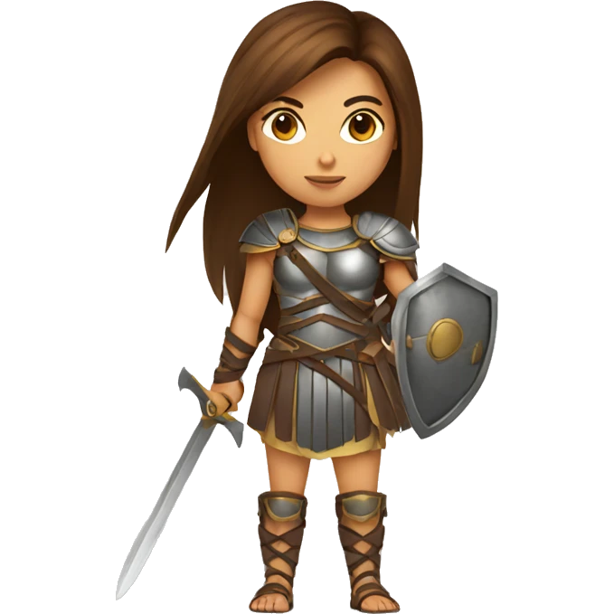Girl gladiator with long straight brown hair and sunglasses  emoji