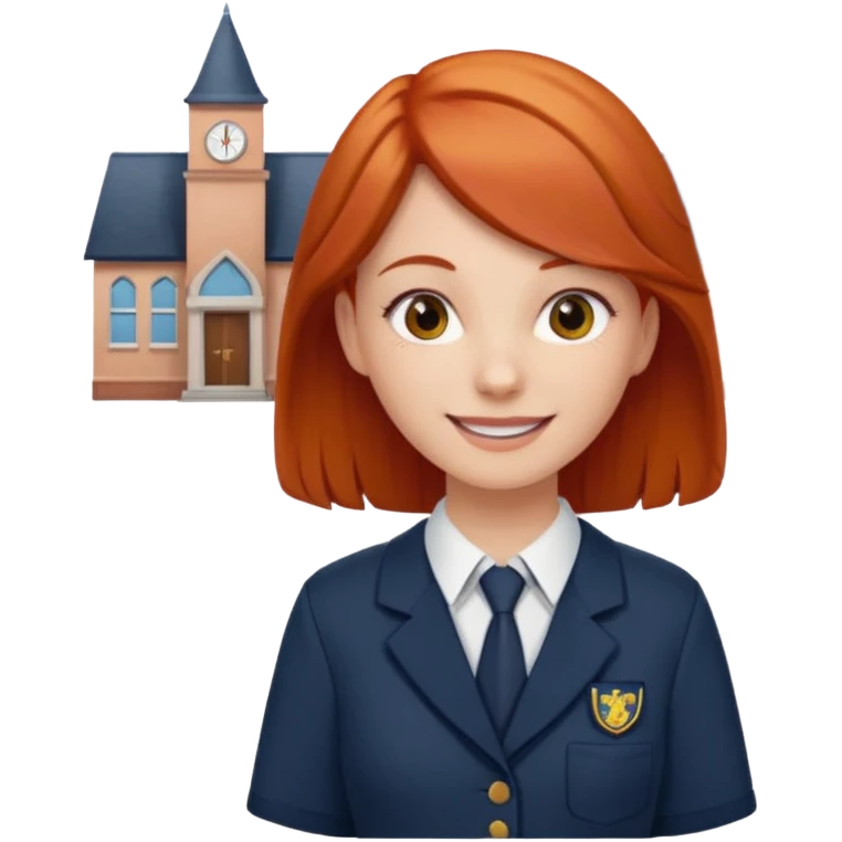 red headed woman with a school in the background emoji